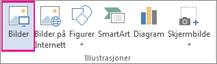Kommandoen Bilder i kategorien Sett inn
