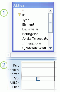 En tabell i spørringsutformeren