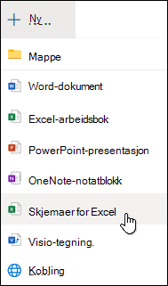 Alternativet sett inn skjema for Excel i Excel for nettet