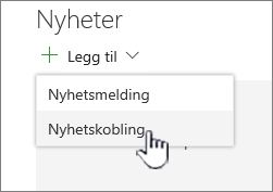 Legge til en Nyheter-kobling fra en nyhetsnettdel