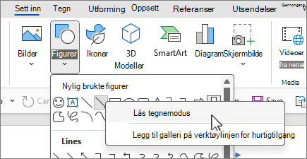 Skjermbildet Lås tegningsmodus for figurer