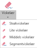 PowerPoint for Office 2019 har fire viskelær for digitalt blekk.