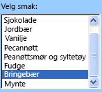 Eksempel på skjemakontrollen listeboks