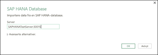 Dialogboksen SAP HANA-database