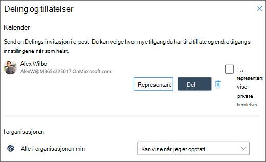 Delegere tilgang til kalenderen i Outlook på nettet