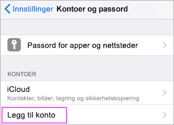 Trykk på «Legg til konto»