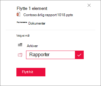 Opprett en ny mappe å flytte til