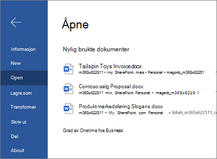 Åpne en document_Word for nettet