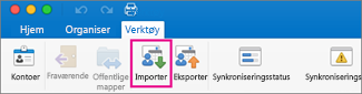 Klikk Importer på Verktøy-fanen.