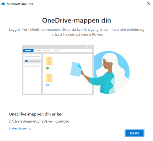 Skjermbilde Dette er OneDrive-mappen din i veiviseren Velkommen til OneDrive