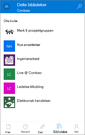 Få tilgang til biblioteker via OneDrive for Business-mobilappen