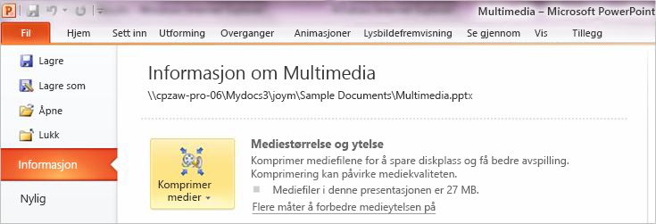 Klikk Komprimere medier