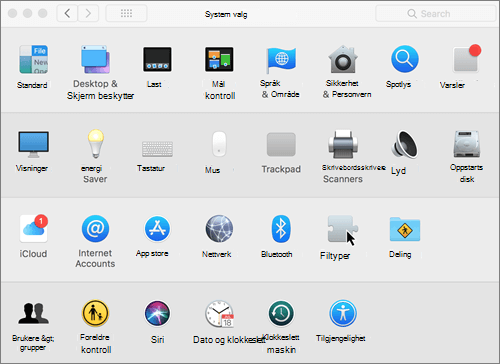 Skjermbilde av Systemvalg på Mac