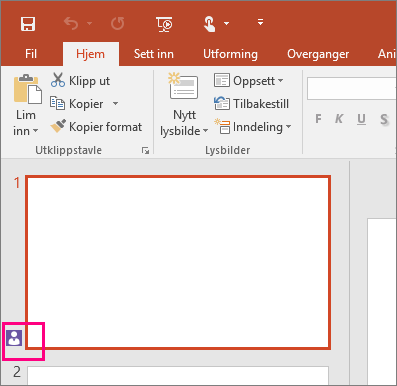 Viser ikonet som angir at noen andre samarbeider på et lysbilde i PowerPoint 2016
