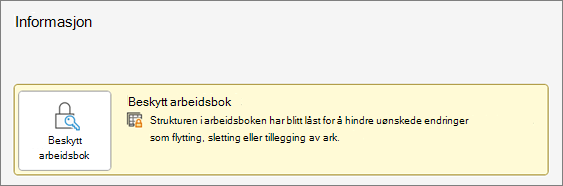 Beskytt arbeidsbok under Informasjon-menyen