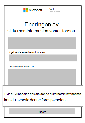 Skjermbilde av vinduet for sikkerhetsinformasjonsendring venter fortsatt