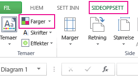 Farge-knappen i Tema-gruppen i kategorien Sideoppsett