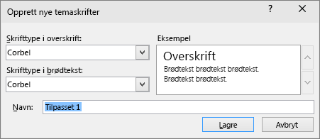 dialogboks for egendefinerte skrifter i PowerPoint