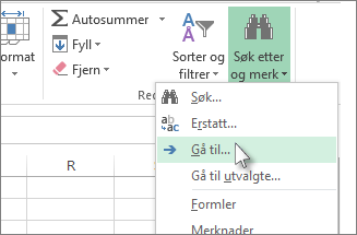 Klikk Søk etter og merk, og klikk deretter Gå til