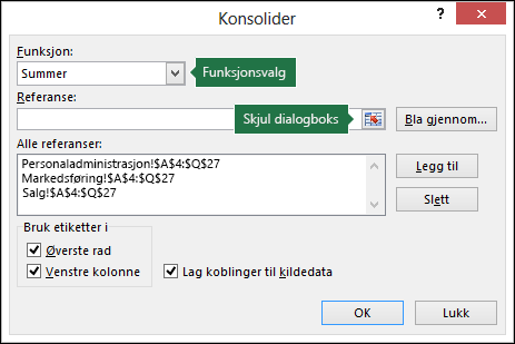 Datakonsolideringsdialogboks