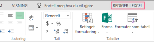 Knappen for å redigere i Excel