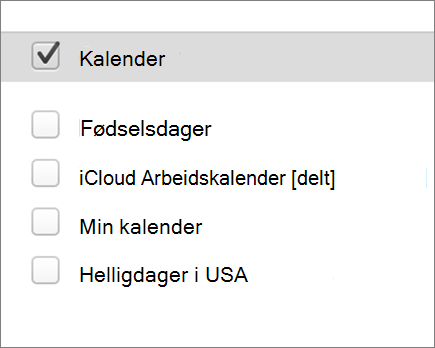 iCloud-kalender i Outlook 2016 for Mac