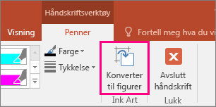 Viser knappen Konverter til figurer i Håndskriftverktøy