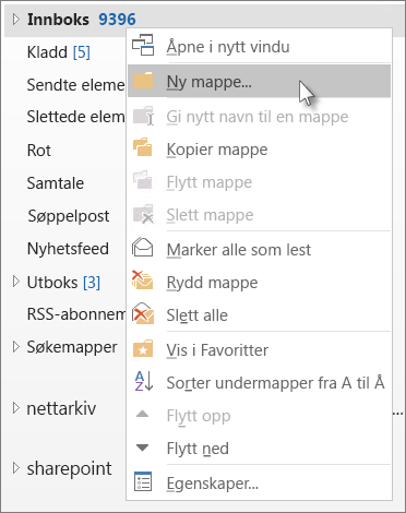 Legg til en ny mappe