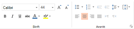 Alternativer for skrift, avsnitt og justering i PowerPoint Online