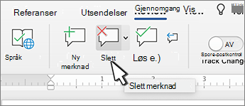 Slett kommentar-knappen