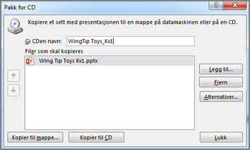 Pakk en presentasjon for CD
