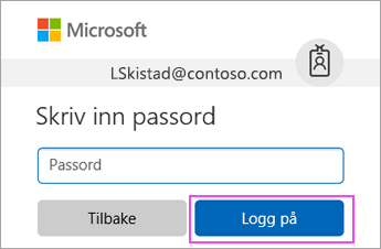 Skriv inn passordet for jobbkontoen eller skolekontoen din i O365.
