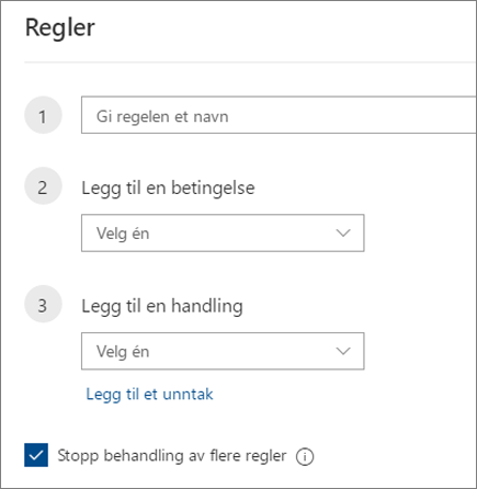 Opprette en ny regel i Outlook på nettet