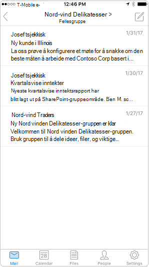 Samtalevisning i Outlook-mobilappen