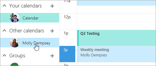 Een schermafbeelding van een gedeelde agenda.