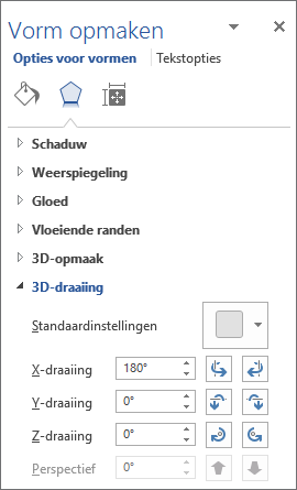 X-draaiing op het tabblad Effecten