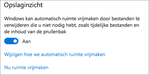 Windows 10 Opslag in-/uitschakelen om Slim opslaan te activeren