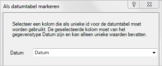 Dialoogvenster Als datumtabel markeren