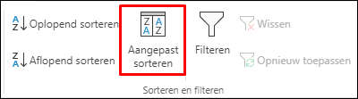 Aangepaste optie voor sorteren op het tabblad gegevens van Excel