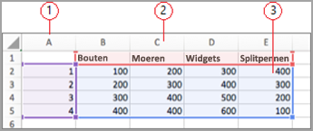 Gegevensvelden in Excel