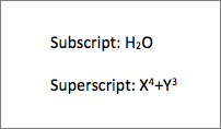 Voorbeeld van subscript en superscript