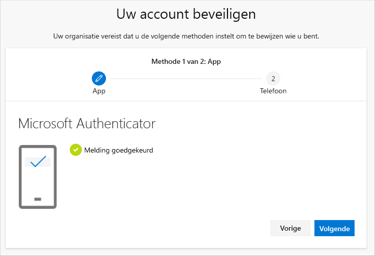 Melding dat verbinding maken met de app en uw account is geslaagd