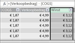 Winstkolom in Power Pivot-tabel