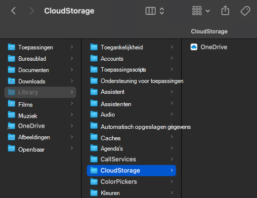 Schermopname van macOS Finder met OneDrive-locatie