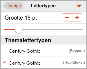 Een tekengrootte kiezen