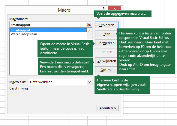 Dialoogvenster Macro