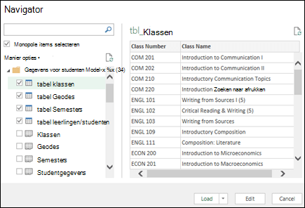 Navigator voor & Transformatie (Power Query) ophalen