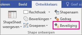 Beveiliging in Shape ontwerpen op het tabblad Ontwikkelaar in Visio 2016