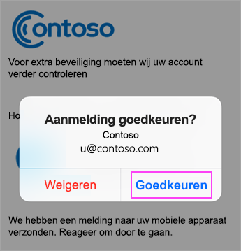 Tik op Goedkeuren om aanmelden toe te staan.