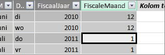 Kolom met de fiscale maand